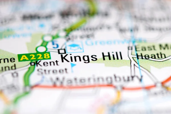 Kings Hill Britania Raya Pada Peta Geografi — Stok Foto