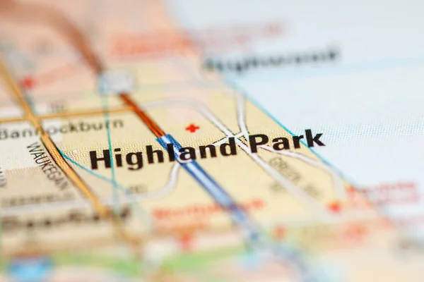 Highland Park Sobre Mapa Dos Estados Unidos América — Fotografia de Stock