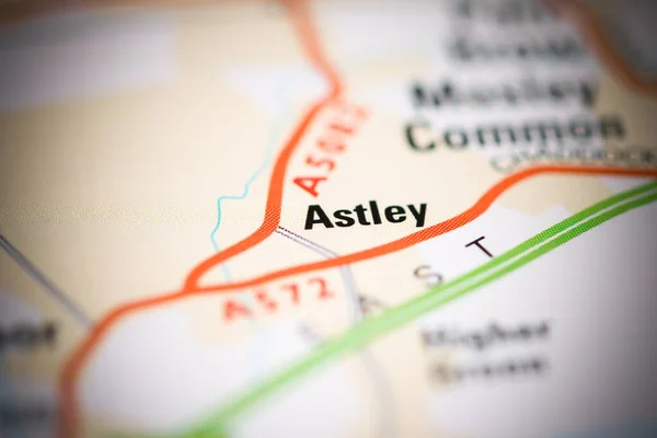 Astley Sobre Mapa Geográfico Reino Unido — Fotografia de Stock