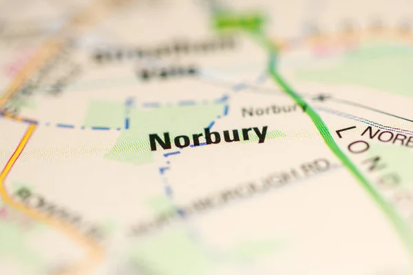 Norbury Sobre Mapa Reino Unido — Fotografia de Stock
