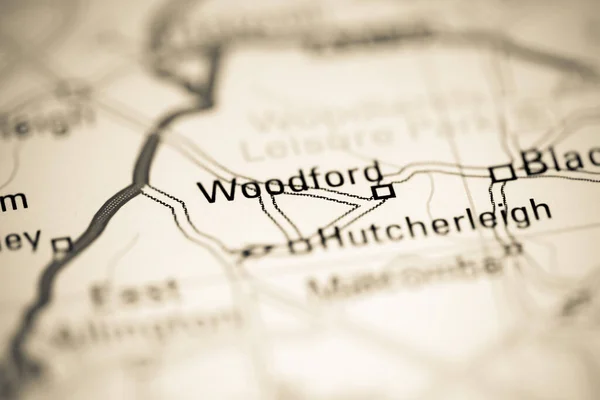Woodford Förenade Kungariket Geografisk Karta — Stockfoto