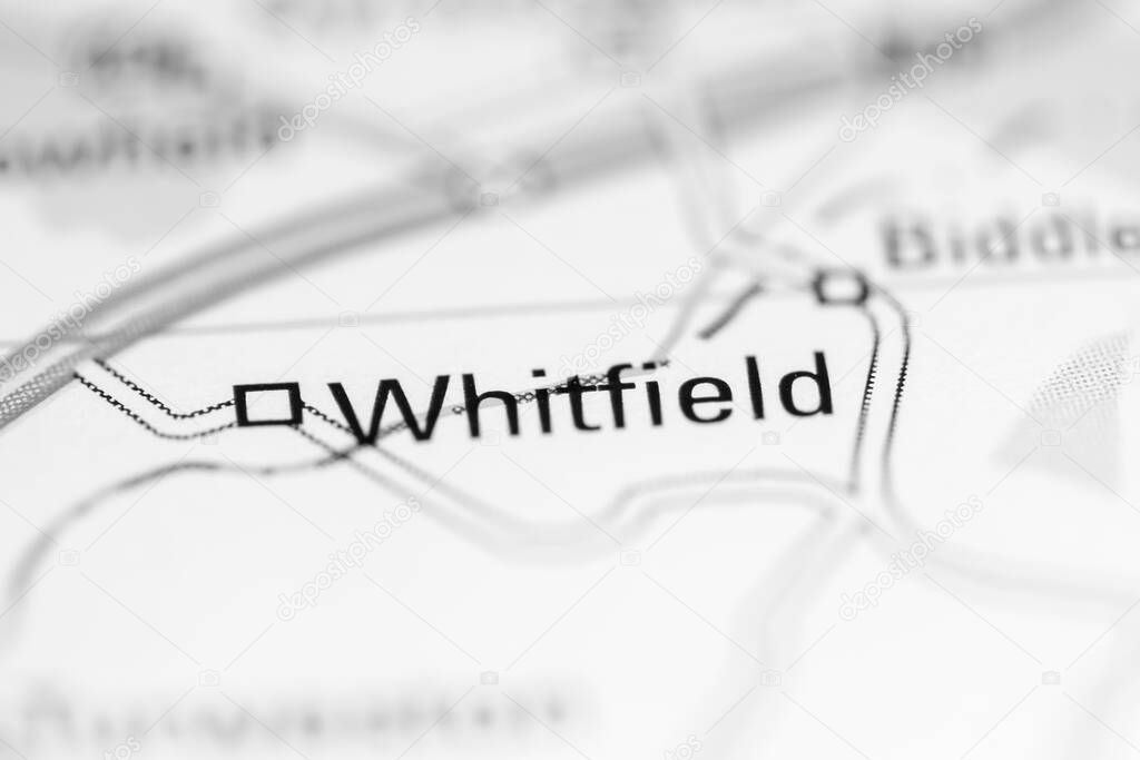 Whitfield. United Kingdom on a geography map