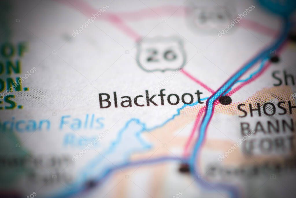 Blackfoot on a geographical map of USA