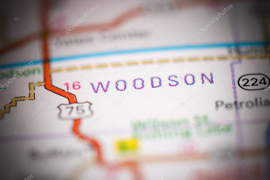 Woodson. Kansas. USA on a geography map