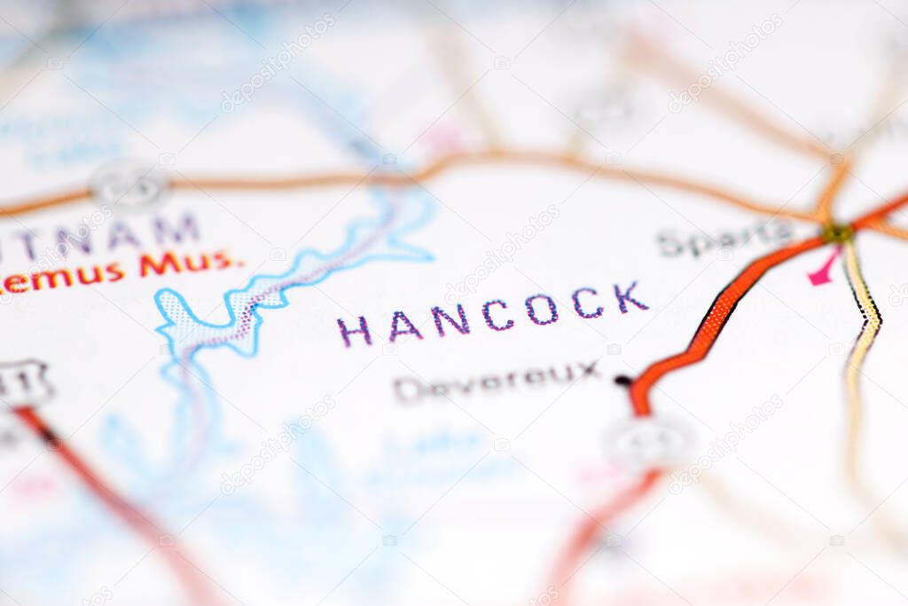 Hancock. Georgia. USA on a geography map