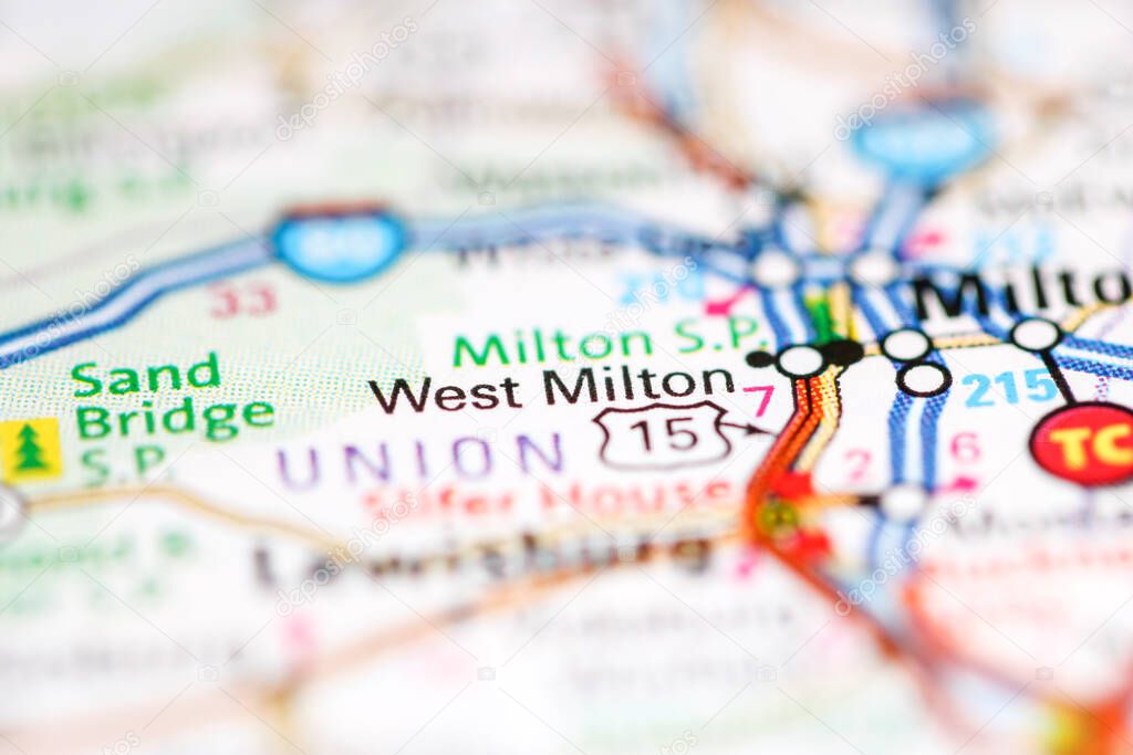 West Milton. Pennsylvania. USA on a geography map