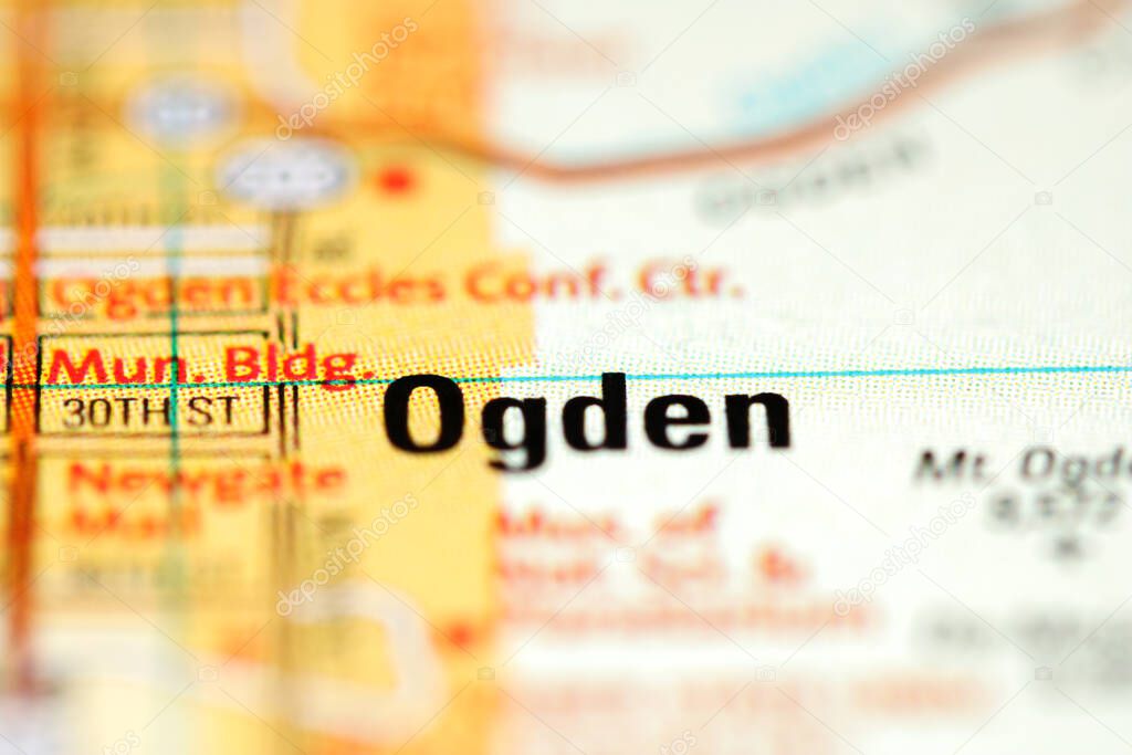 Ogden on a geographical map of USA