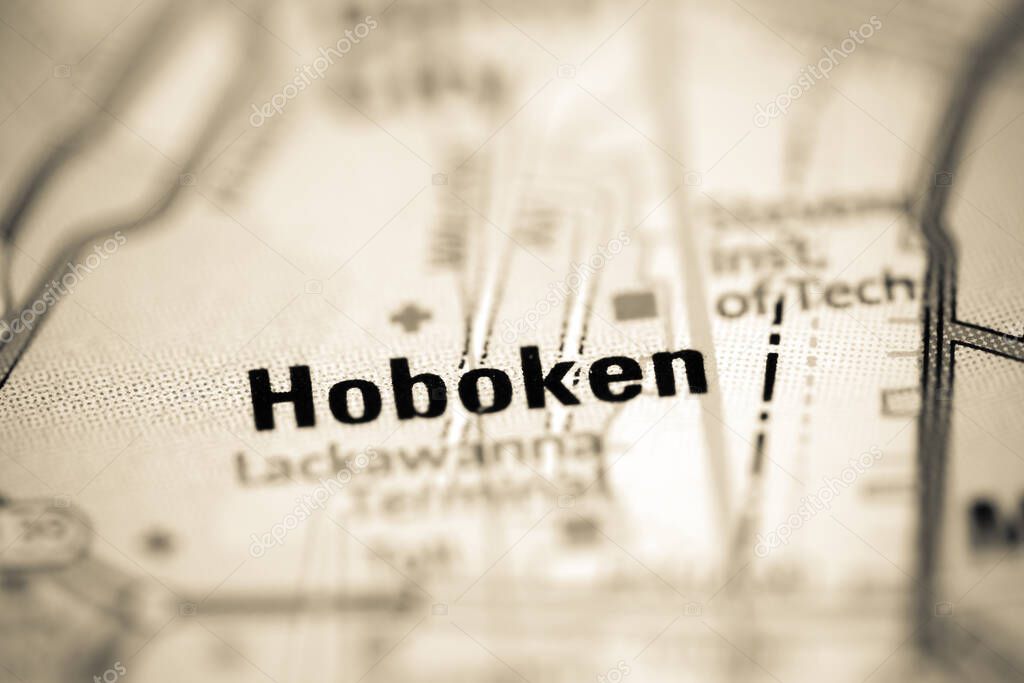 Hoboken on a geographical map of USA