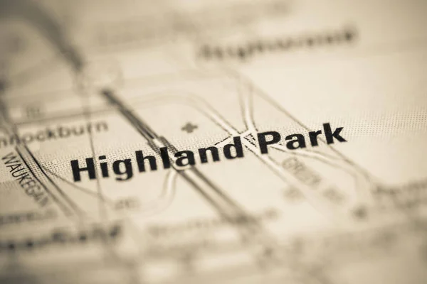 Highland Park on a map of the United States of America