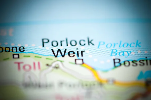 Porlock Weor Regno Unito Una Carta Geografica — Foto Stock