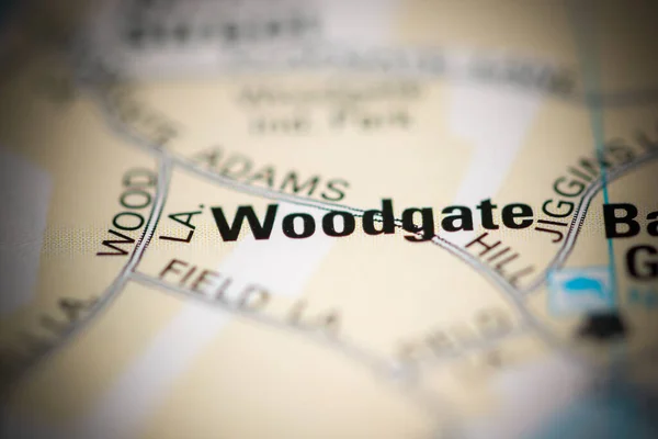 Woodgate Sobre Mapa Reino Unido — Fotografia de Stock