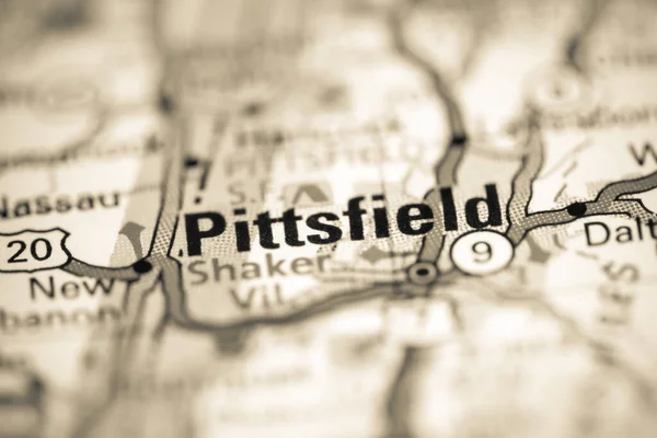 Pittsfield Massachusetts Usa Auf Einer Geografischen Karte — Stockfoto