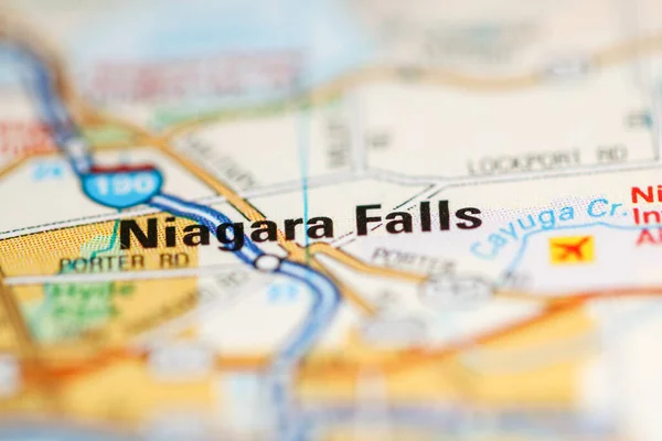 Niagara Falls on a map of the United States of America
