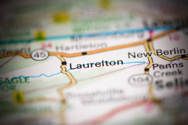 Laurelton. Pennsylvania. USA on a geography map