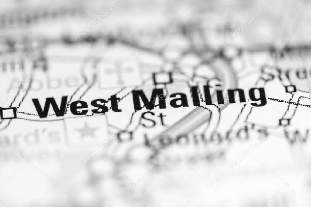 West Malling. United Kingdom on a geography map