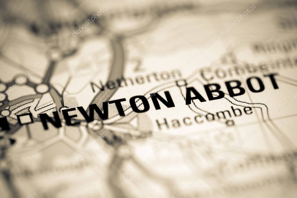 Newton Abbot. United Kingdom on a geography map