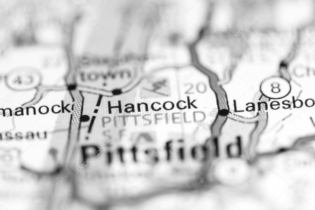 Hancock. Massachusetts. USA on a geography map