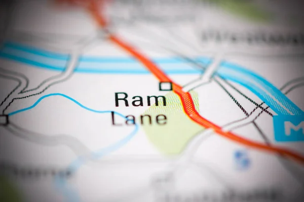 Ram Lane Royaume Uni Sur Une Carte Géographique — Photo