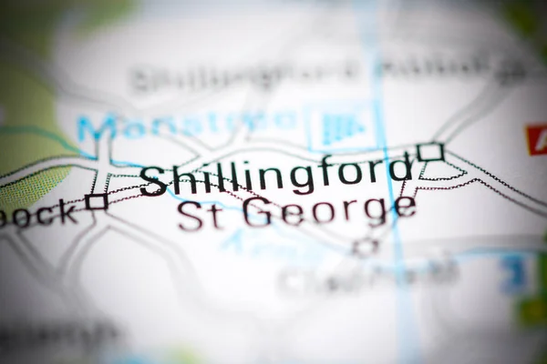 Шиллінгфорд Сент Джордж Велика Британія Географічній Карті — стокове фото