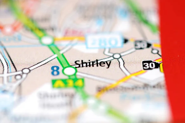 イギリスの地理地図上のシャーリー — ストック写真