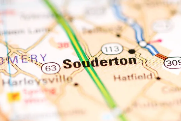 Souderton. Pennsylvania. USA on a geography map