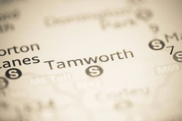 Tamworth Reino Unido Sobre Mapa Geografia — Fotografia de Stock