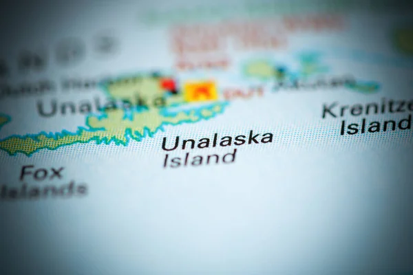 Isla Unalaska Alaska Eeuu Mapa Geográfico — Foto de Stock