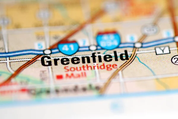 Greenfield Mapa Geográfico Estados Unidos — Foto de Stock