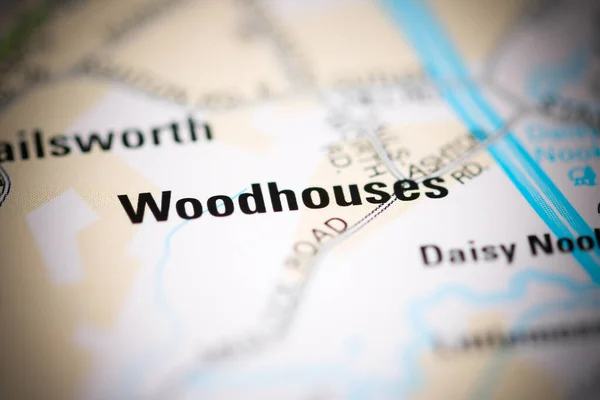 Woodhouses Mapa Geográfico Reino Unido — Fotografia de Stock