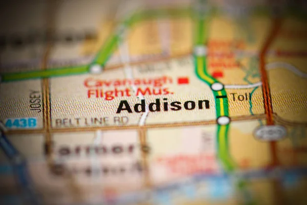 Addison on a map of the United States of America