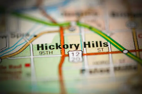 Hickory Hills Sobre Mapa Dos Estados Unidos América — Fotografia de Stock