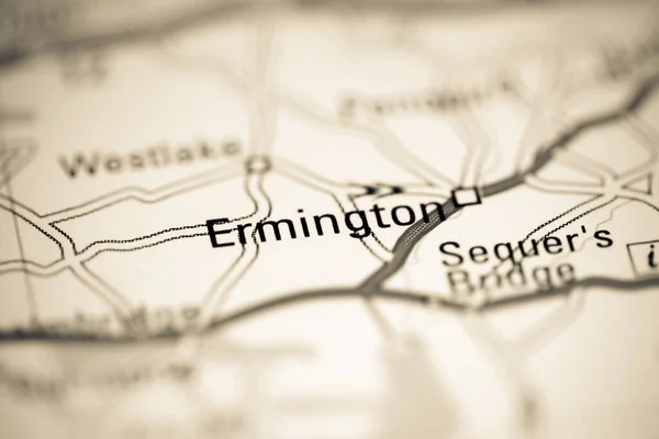 Ermington Großbritannien Auf Einer Geografischen Karte — Stockfoto