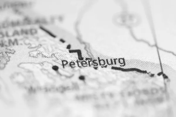 Petersburg on a geographical map of USA