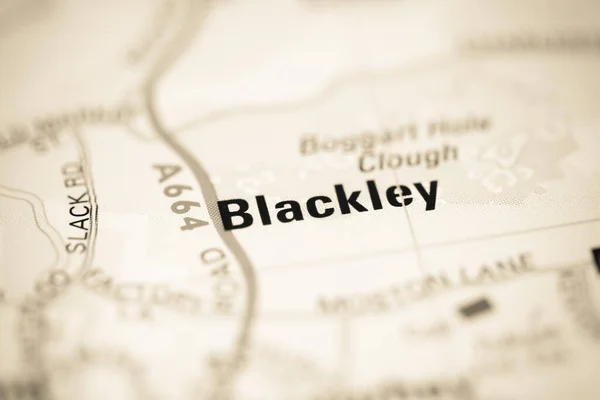 Blackley Sobre Mapa Geográfico Reino Unido — Fotografia de Stock