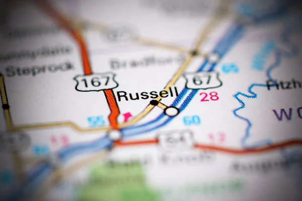 Russell Arkansas Eua Sobre Mapa Geografia — Fotografia de Stock