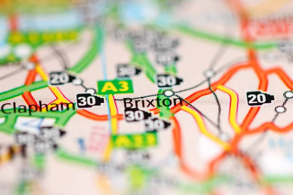 Brixtonban Egyesült Királyság Földrajzi Térképen — Stock Fotó