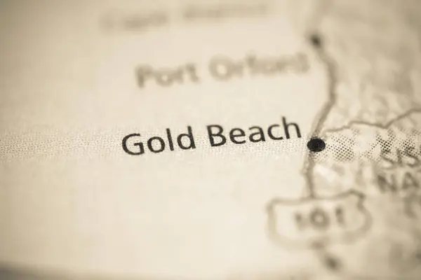 Gold Beach Usa Földrajzi Térképen — Stock Fotó