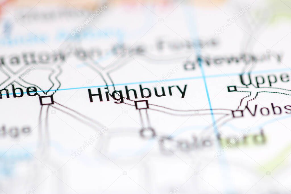 Highbury. United Kingdom on a geography map