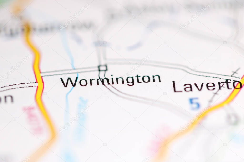 Wormington. United Kingdom on a geography map