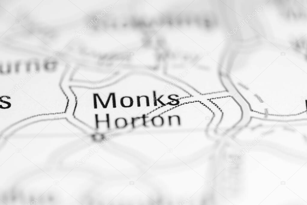 Monks Horton. United Kingdom on a geography map