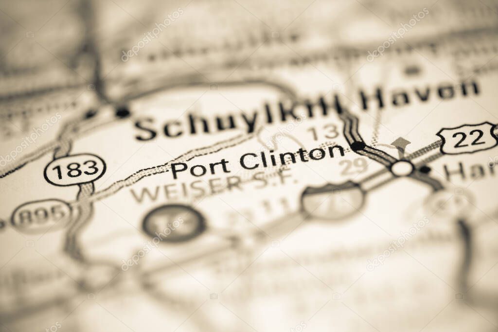 Port Clinton. Pennsylvania. USA on a geography map