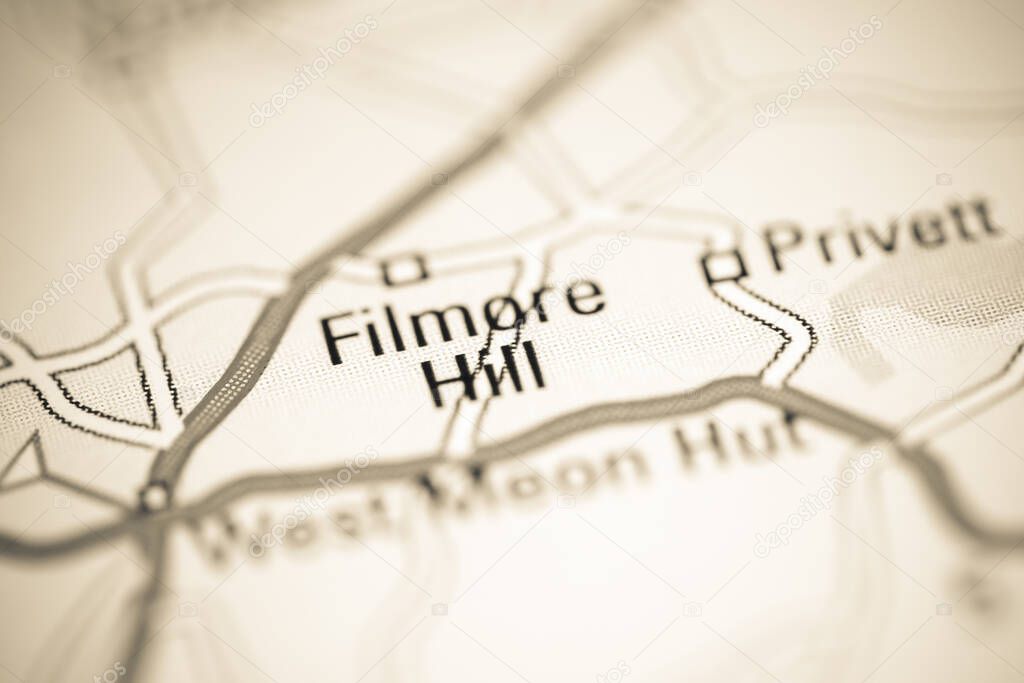 Filmore Hill. United Kingdom on a geography map