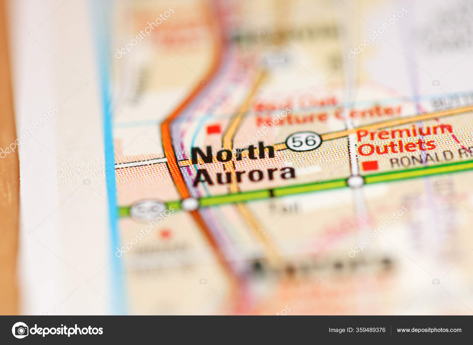 North Aurora Map United States America Stock Photo by