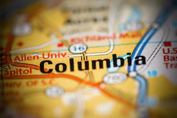 Columbia on a map of the United States of America