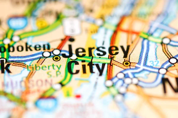 Jersey City. New Jersey. USA on a geography map