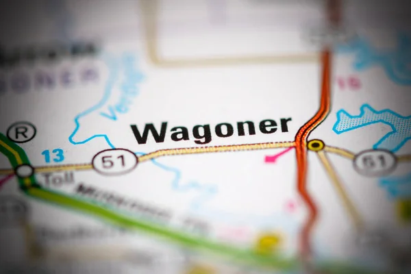 Wagoner Oklahoma États Unis Sur Une Carte Géographique — Photo