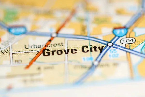 Grove City Sobre Mapa Dos Estados Unidos América — Fotografia de Stock
