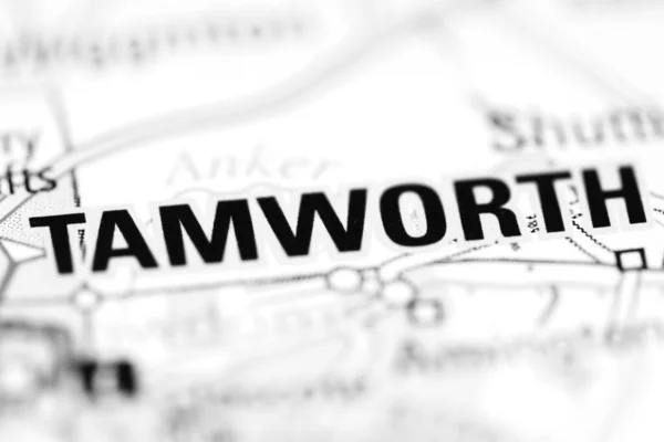 Tamworth Sobre Mapa Geográfico Reino Unido — Fotografia de Stock