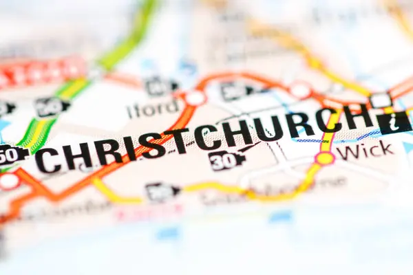 Christchurch Regno Unito Una Carta Geografica — Foto Stock