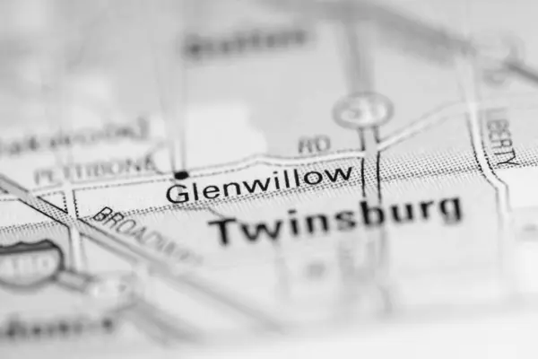 美利坚合众国地图上的Glenwillow — 图库照片